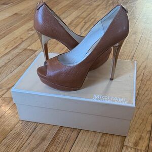 Michael Kors Tan Peep Toe Heels